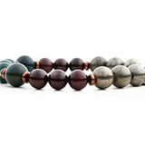 Bratara de cristal cu margele 8mm cu malachit, pirit, piatra de sange si piatra de granat - Bratari spirituale si chakre pentru femei si barbati pentru noroc si noroc