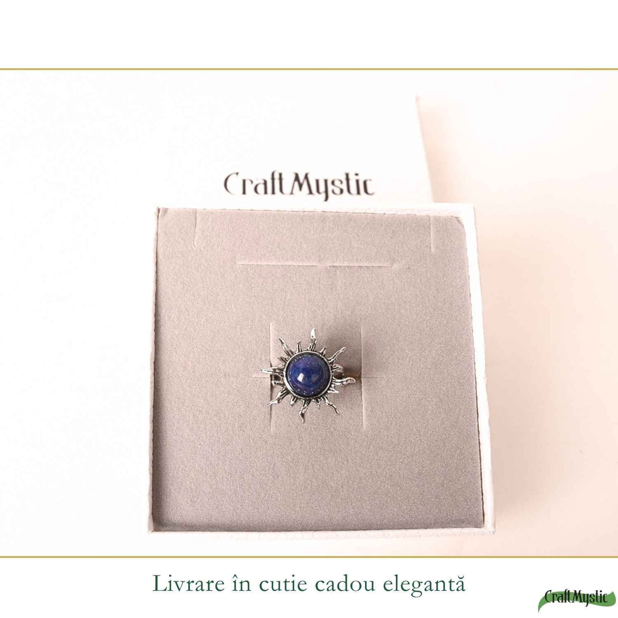 Inel cu Lapis Lazuli Natural in Forma de Soare – Intelepciune si Comunicare Autentica
