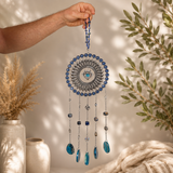 Dreamcatcher cu Sodalit, Felii de Agat si Ochi Protector – Claritate si Protectie Energetica