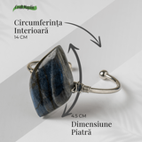 Bratara Fixa Argintie cu Labradorit Frunza - Intuitie si Protectie