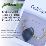 Bratara din Labradorit cu piatra 3.5-4 cm aurie pentru Protectie energetica