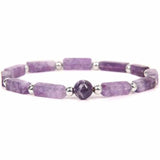 Bratara deosebita cu ametist natural 8mm - Elastica ajustabila cu pietre semipretioase violete