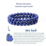 Bratara din pietre semipretioase 8mm Lapis Lazuli cu pigment culoare lucrata manual - Bratara stretch cu margele