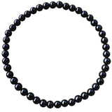 Bratara elastica cu margele de onix negru stralucitor natural de 6 mm - Adevar + Forta - Bratara unisex cu margele neagra de inalta calitate pentru barbati si femei - Dimensiune reglabila