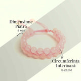 Bratara Dubla Reglabila din Cuart Roz 8mm - Iubire si Armonie