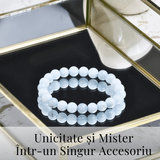 Bratara Elastica cu Margele de Acvamarin 8mm - Conexiune cu Oceanul Energiei