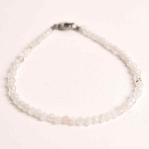 Rainbow faceted moonstone 2-3mm beaded bracelet for femininity and inner harmony