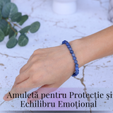 Bratara Elastica cu Margele 6mm Aventurin albastru pentru Claritate Mentala si Focus