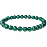 Bratara elastica lucrata manual cu Malachit natural India Margele Rotunde Semi-Pretioase de 6mm Unisex Lungime 15 cm