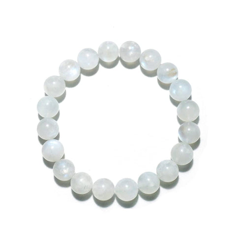 Elastic Bracelet with 8mm Rainbow Moonstone Beads - Magic and Femininity