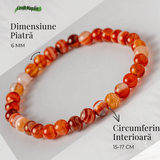 Bratara elastica cu margele 6mm de Carneol Agat Botswana - Energie si Vitalitate