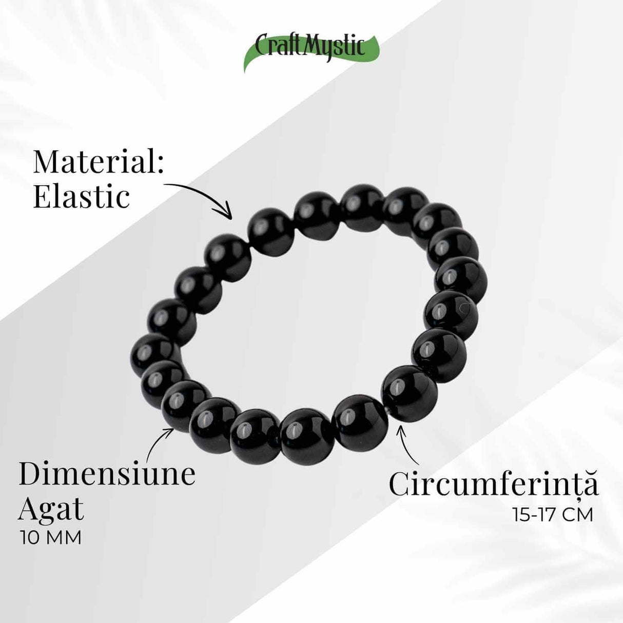 Bratara din Agat Negru Natural cu Margele Rotunde - Echilibru, Protectie si Ancorare