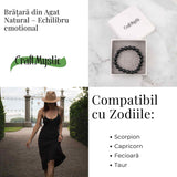 Bratara din Agat Negru Natural cu Margele Rotunde - Echilibru, Protectie si Ancorare