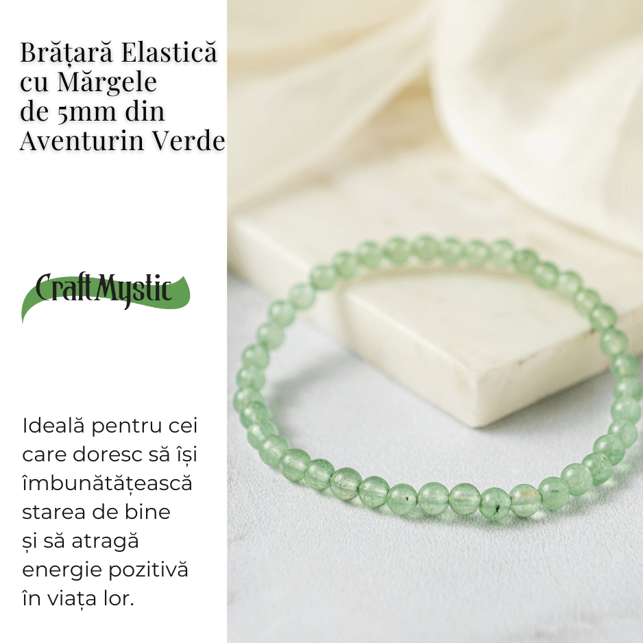 Bratara Elastica din Aventurin Verde 5mm - Noroc si Abundenta