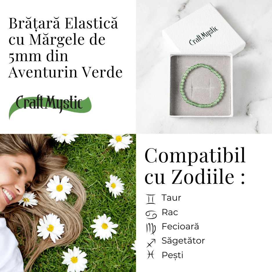 Bratara Elastica din Aventurin Verde 5mm - Noroc si Abundenta