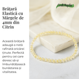 Bratara Elastica cu Margele 4 mm Naturale de Citrin - Atragerea Prosperitatii si Claritate