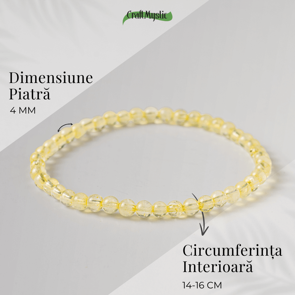 Bratara Elastica cu Margele 4 mm Naturale de Citrin - Atragerea Prosperitatii si Claritate