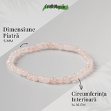 Bratara Elastica cu Margele de Cuart Roz 5mm - Iubire si Vindecare Emotionala