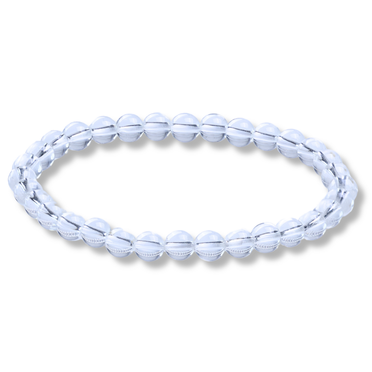 Bratara Elastica cu Margele Naturale de 4mm din Cuart transparent pentru Claritate Mentala si Focus