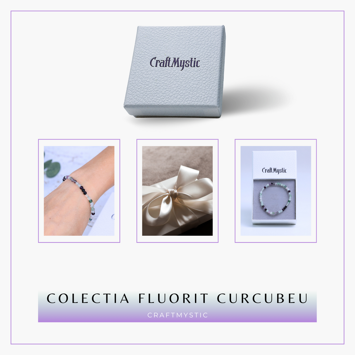 Bratara elastica cu margele 4mm Fluorit curcubeu - Claritate mentala