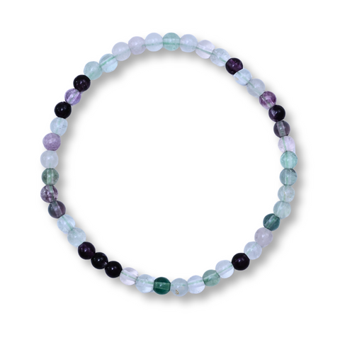 Elastic bracelet with 4mm Rainbow Fluorite beads - Mental clarity