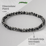 Bratara elastica 4mm din Obsidian Fulg de Nea - Protectie si Echilibru
