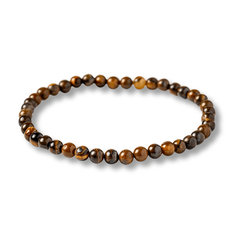 Bratara Elastica cu Margele 4 mm din Ochi de Tigru - Protectie si incredere