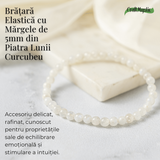 Bratara elastica cu margele 5mm naturale Piatra a Lunii Curcubeu - Echilibru si Intuitie