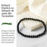 Bratara Elastica cu Margele 4mm din Turmalina Neagra - Protectie Energetica si impamantare