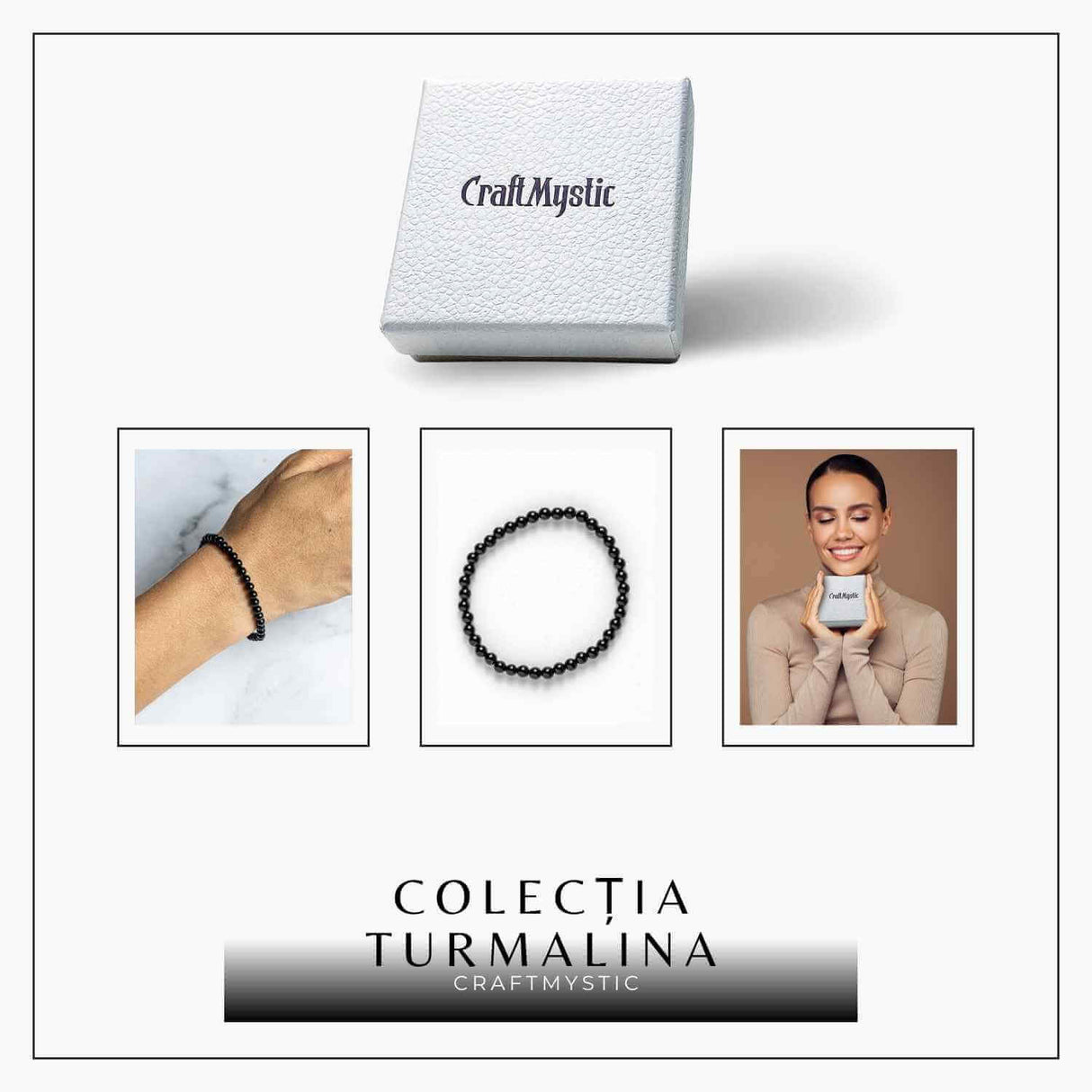 Bratara Elastica cu Margele 4mm din Turmalina Neagra - Protectie Energetica si impamantare