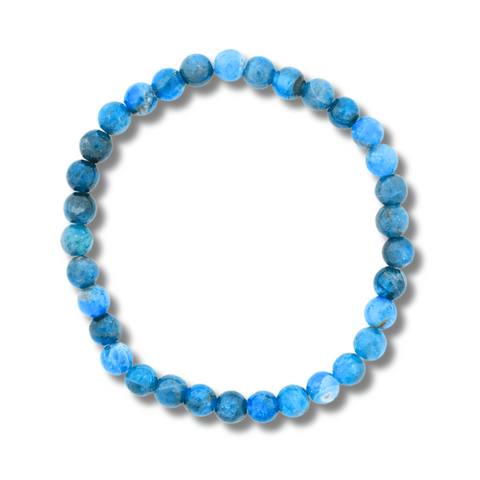 Elastic Bracelet with Natural 6mm Blue Apatite Beads