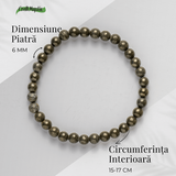 Bratara Elastica cu Margele Naturale de Pirita 6mm pentru Prosperitate si Protectie