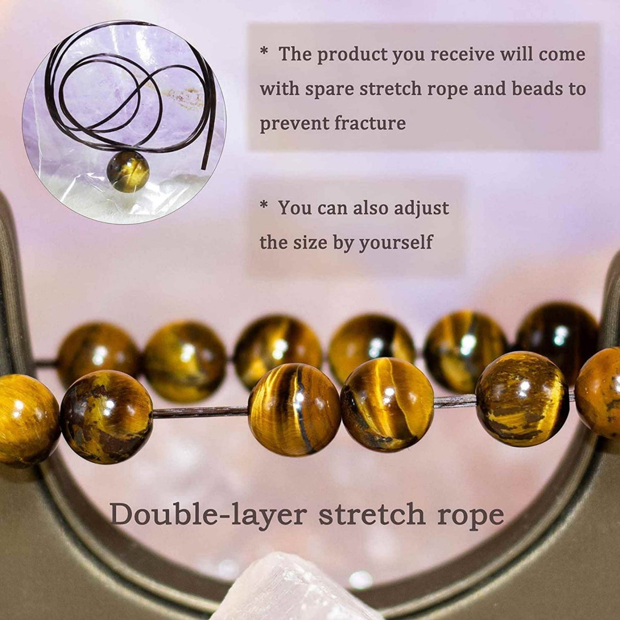 Bratara elastica cu pietre semipretioase ochi de tigru de 8 mm - bratara pentru meditatie