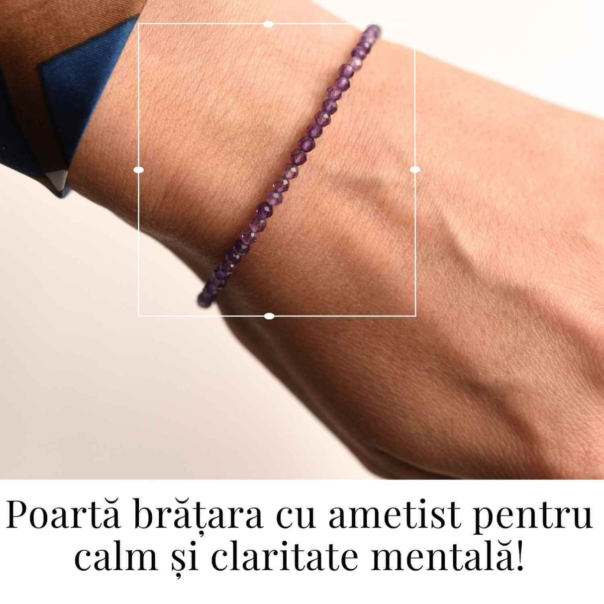 Bratara cu margele 2-3 mm ametist fatetat natural pentru calm si claritate mentala