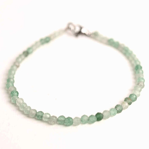 Natural faceted green aventurine beaded bracelet 2-3 mm for luck and emotional balance
