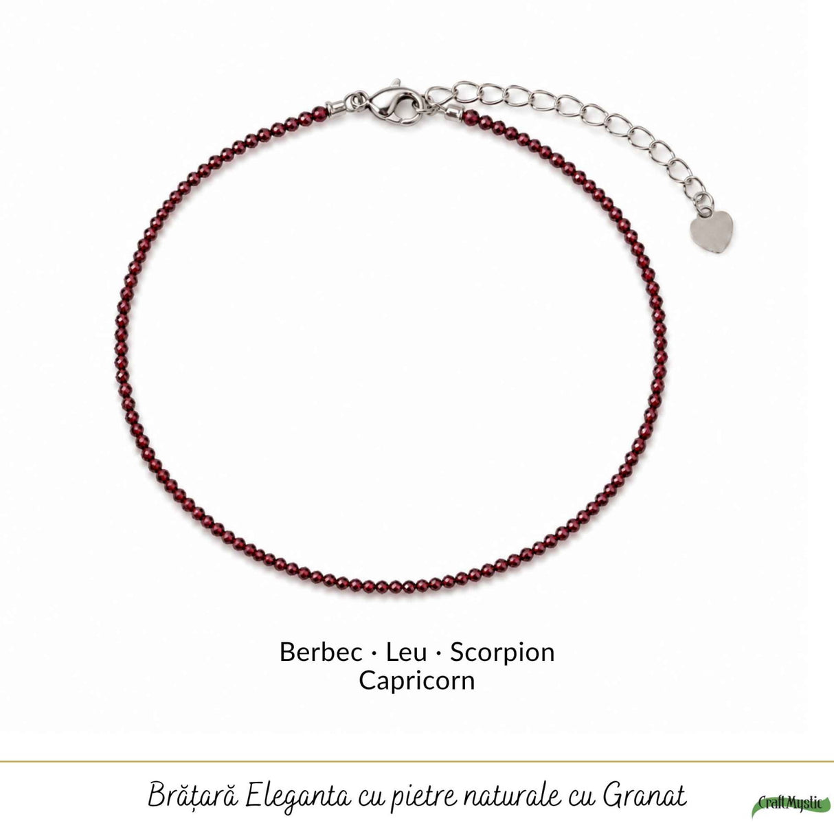Bratara eleganta cu Granat Natural Fatetat 2 mm – Pasiune si Eleganta Delicata