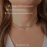 Colier Fin la Baza Gatului Tip Choker cu Smarald Fatetat 3 mm – Prosperitate si Eleganta Naturala