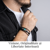 Bratara Fixa zodia Berbec din Piele Sintetica cu Cabochon Rotund - Semn Zodiacal Personalizat pentru Stil si Conexiune Astrologica