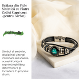 Bratara Fixa zodia Berbec din Piele Sintetica cu Cabochon Rotund - Semn Zodiacal Personalizat pentru Stil si Conexiune Astrologica