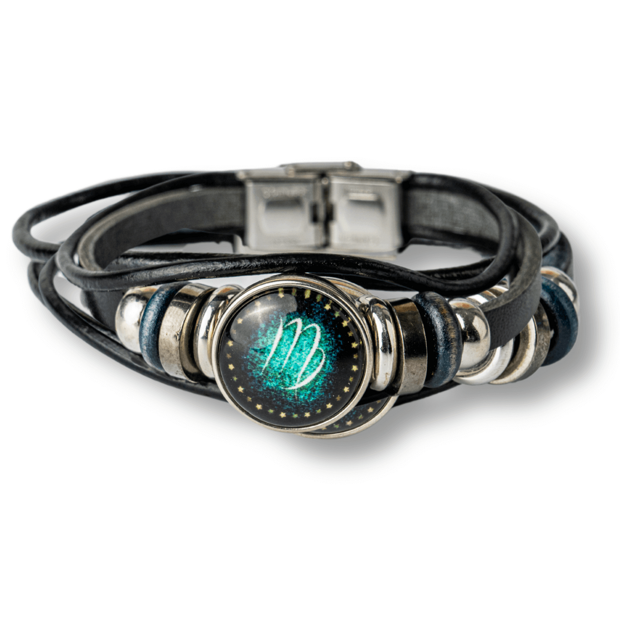 Bratara Fixa zodia Berbec din Piele Sintetica cu Cabochon Rotund - Semn Zodiacal Personalizat pentru Stil si Conexiune Astrologica