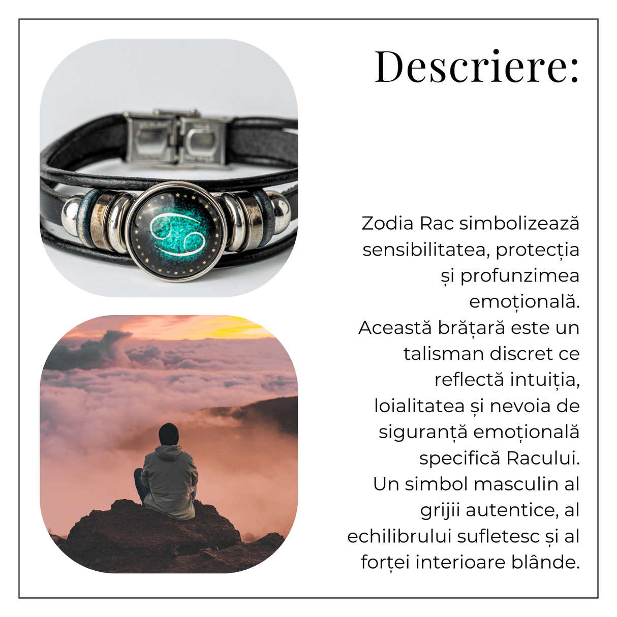 Bratara Fixa zodia Berbec din Piele Sintetica cu Cabochon Rotund - Semn Zodiacal Personalizat pentru Stil si Conexiune Astrologica