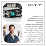 Bratara Fixa zodia Berbec din Piele Sintetica cu Cabochon Rotund - Semn Zodiacal Personalizat pentru Stil si Conexiune Astrologica