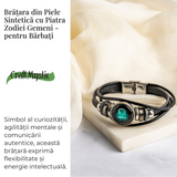 Bratara Fixa zodia Berbec din Piele Sintetica cu Cabochon Rotund - Semn Zodiacal Personalizat pentru Stil si Conexiune Astrologica