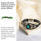 Bratara Fixa zodia Berbec din Piele Sintetica cu Cabochon Rotund - Semn Zodiacal Personalizat pentru Stil si Conexiune Astrologica