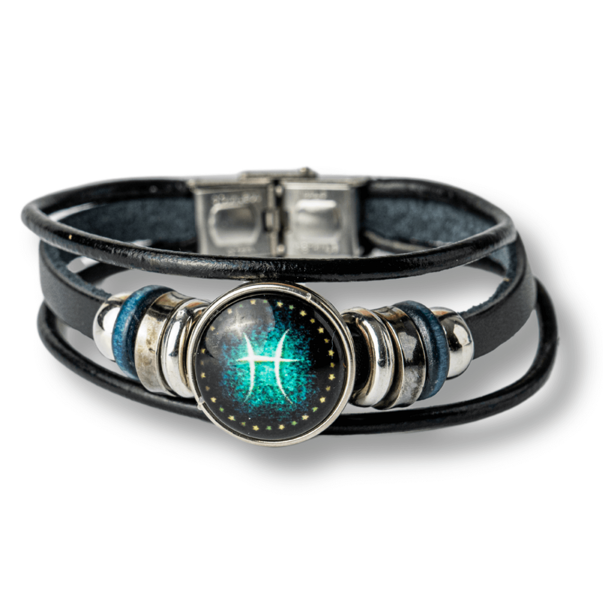 Bratara Fixa zodia Berbec din Piele Sintetica cu Cabochon Rotund - Semn Zodiacal Personalizat pentru Stil si Conexiune Astrologica