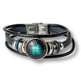 Bratara Fixa zodia Berbec din Piele Sintetica cu Cabochon Rotund - Semn Zodiacal Personalizat pentru Stil si Conexiune Astrologica