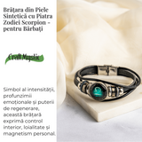 Bratara Fixa zodia Berbec din Piele Sintetica cu Cabochon Rotund - Semn Zodiacal Personalizat pentru Stil si Conexiune Astrologica