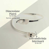 Bratara Metalica Argintie cu Dublu Cristal de Stanca, Claritate si Energie