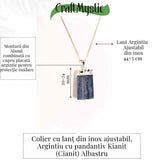Colier argintiu cu pandantiv Kianit (Cianit) albastru - Echilibru si Conexiune Spirituala