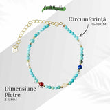Bratara Multigem - Turcoaz, Agat Rosu, Lapis Lazuli, Jad Alb, Topaz Galben si Perla Naturala - Energie Pozitiva si Armonie